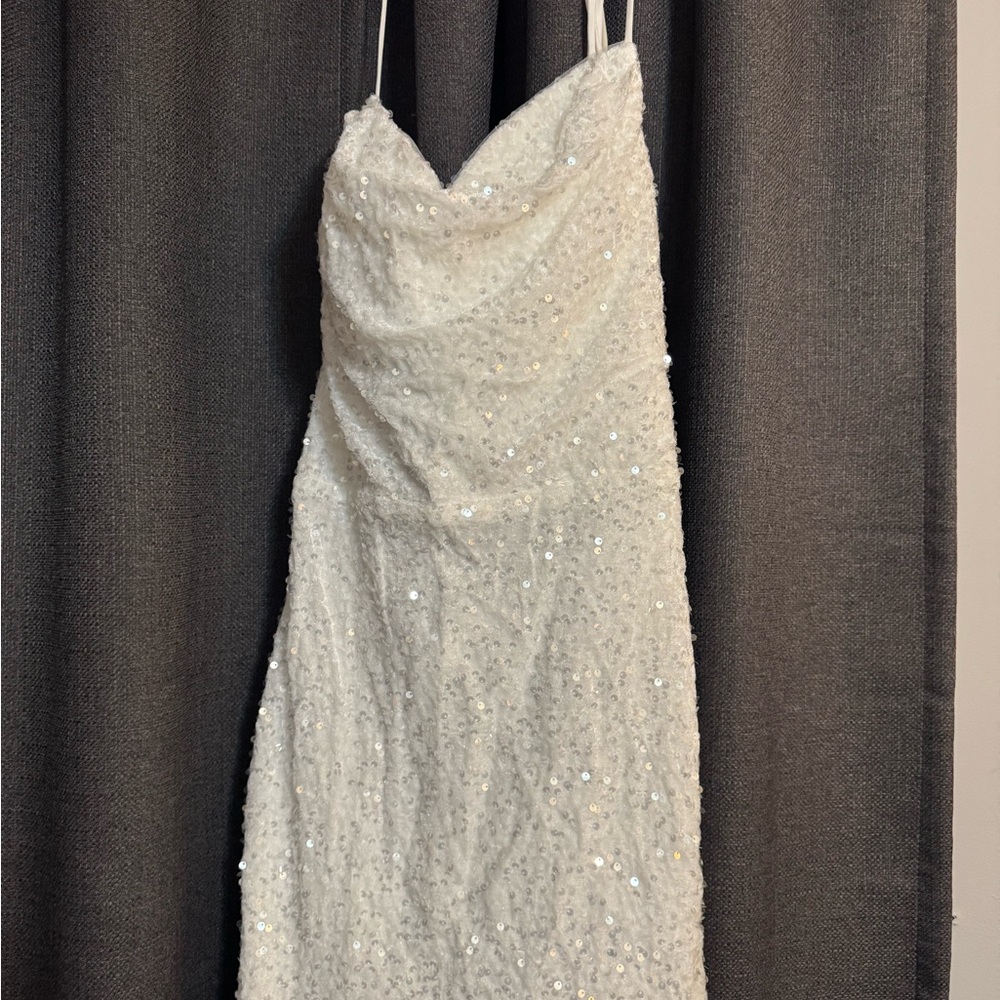 Elegant White Sequin Dress